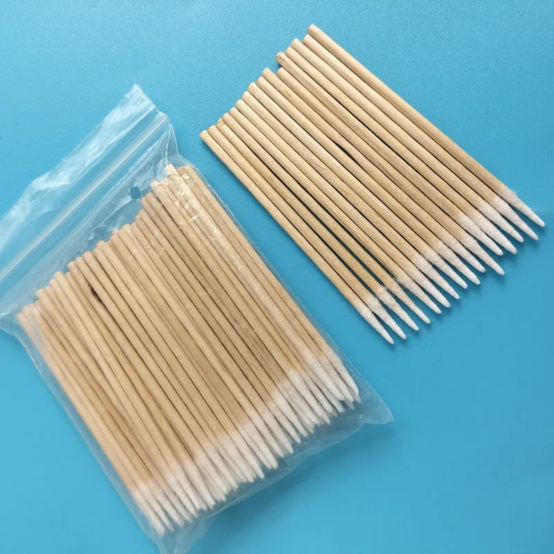 Eco-friendly Wooden Stick 1mm Micro Pointed Qtips Cotton Swab for Eeyeliner Cleaning
