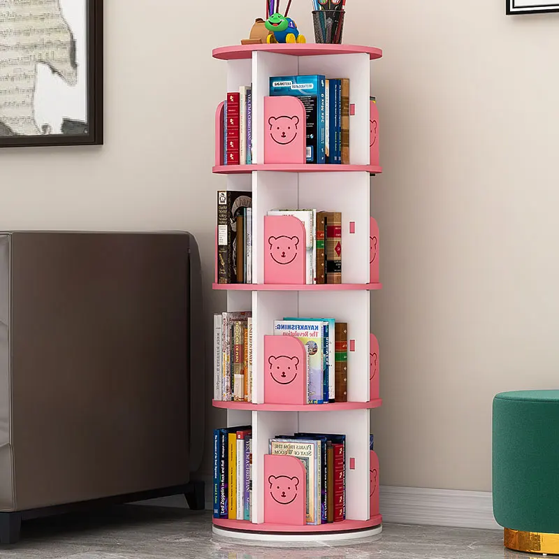 
Modern Revolving Solid Wood Bookcase Wooden Rotating Bookshelf Baby School Furniture Children Furniture Sets Book Rack For Kids 