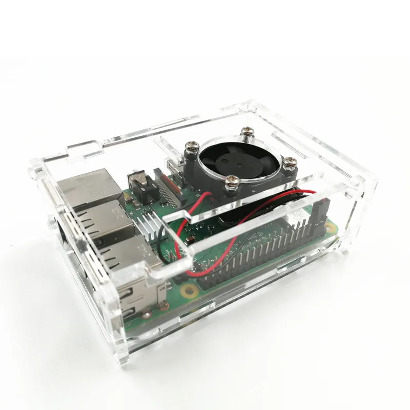 Acrylic Case for Raspberry Pi 3 Model B+ 3B Transparent Box Cover Shell Optional Cooling Fan for Raspberry Pi 3B+