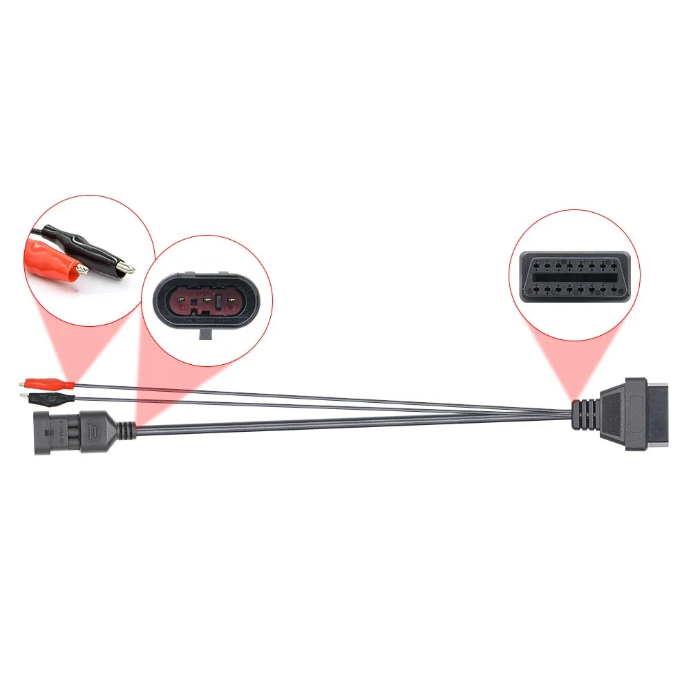 Hot sale obd1 to OBDII 3pin old car connective cable for Fiat For Alfa For Lancia to 16 pin connector diagnosis