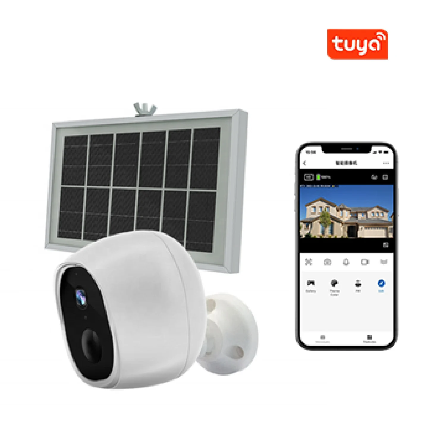 Wholesale 1080P HD High Resolution Outdoor Monitor Camera System With Doorbell Battery Powered Kit Wireless Solar CCTV Camera