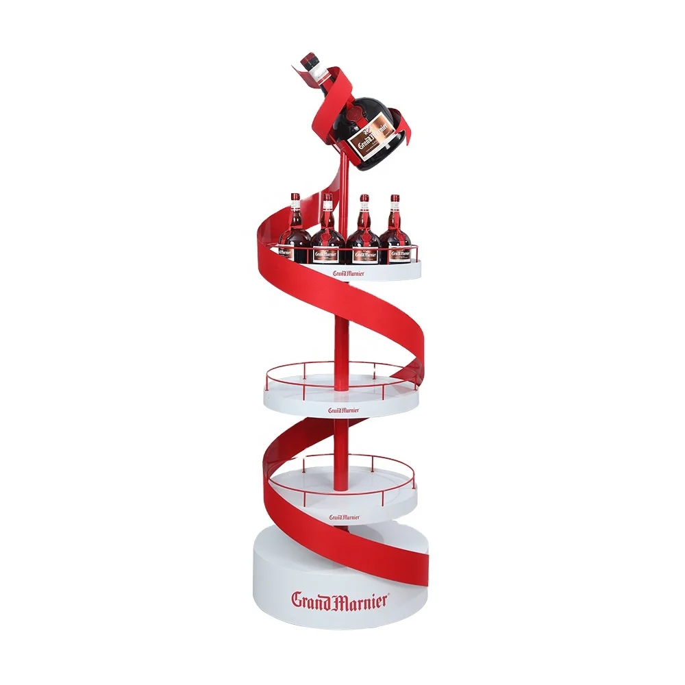 Luxury modern store retail free standing floor metal stand alcohol liquor bottles display wine rack