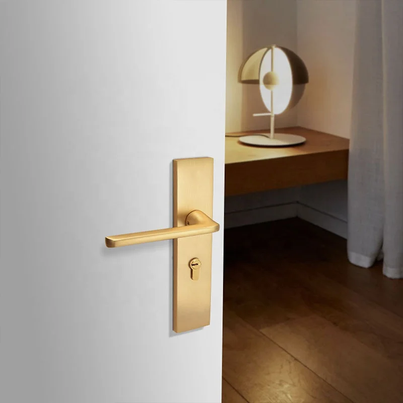 Yonfia A8142P11 rts Latest aluminium door handle lock luxury door handle lock lever gold for Wooden doors