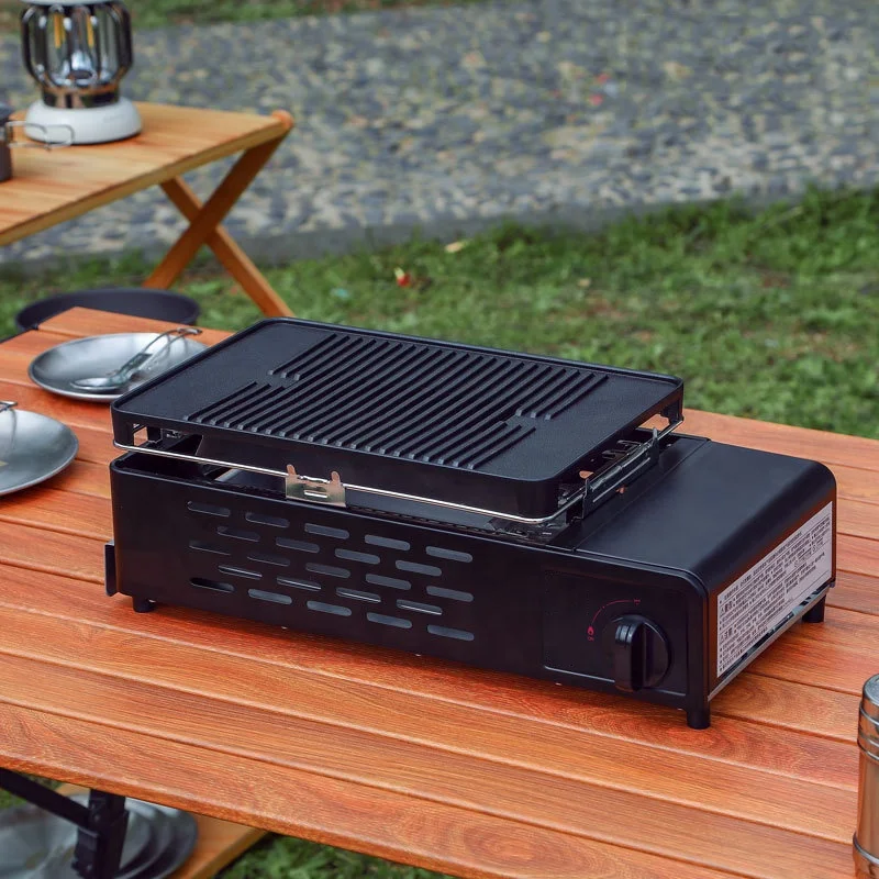 Outdoor Portable Cassette Stove Gas Barbecue Meat Stove Household Smokeless Gas Picnic Stove Grill