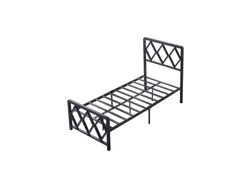 Metal Platform Bed 14-inch Steel Tube Iron Bed With Decorative Ball 40 Headboard Metal Open-Frame Bed