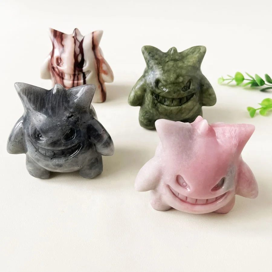 8 см большая кварцевая скульптура Xiuyan Jade Crystal резьба Gengar для подарков