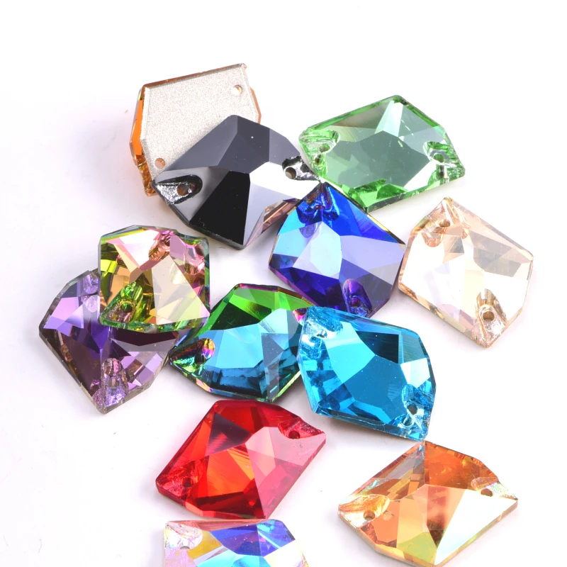 Colorful 5A Crystal Sewing Gemstones High Quality Irregular Cosmic Glass Sew On Rhinestone for Dresses