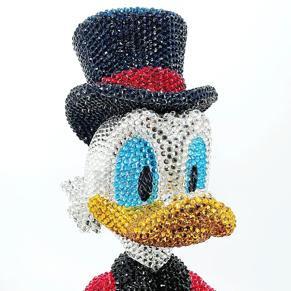 Luxury art deco money bag Donald Duck paste crystal diamond statue resin handicraft sculpture decorative collection