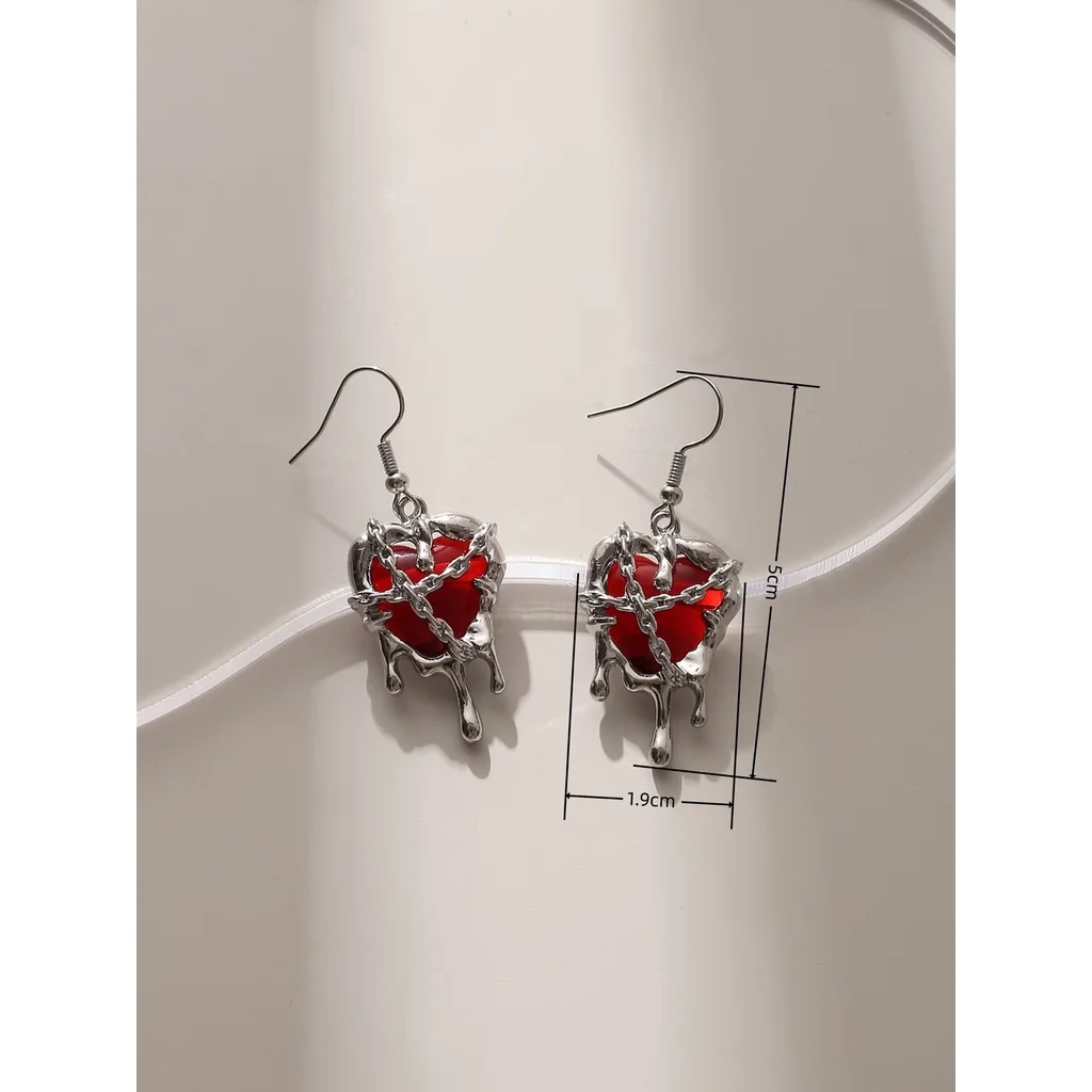 Creative Imprisoned Heart Hook Earring for Women Punk Style Melted Lava Love Earrings Trendy Jewelry Accessories