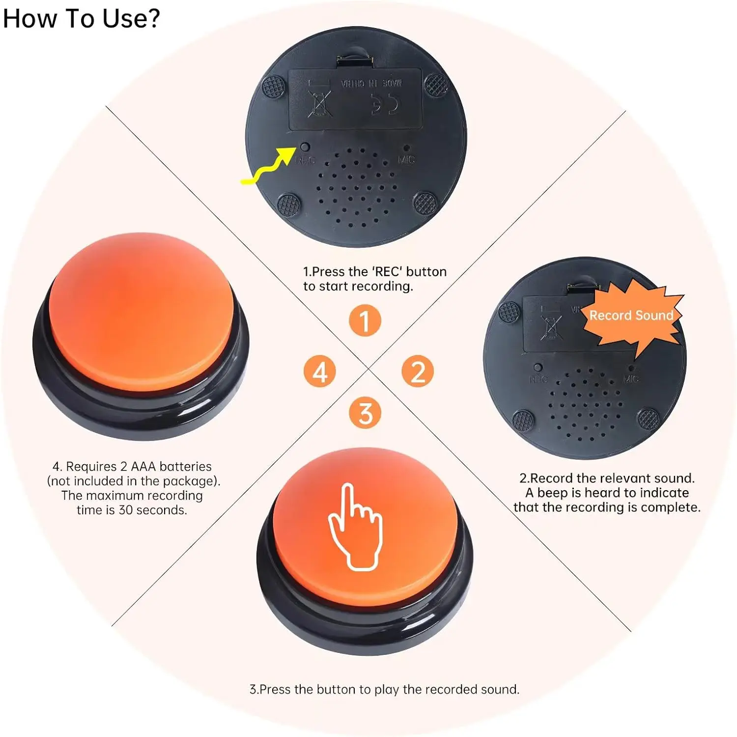 Pet Communication-Speaking Button for Dog Training Funny Gift for Study Office Home Voice Recording Button Pet Training Buzzer