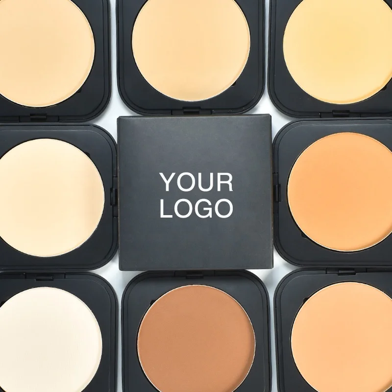 Custom New Square Face Powder Palette Private Label Makeup Black Pressed Compact Foundation Powder