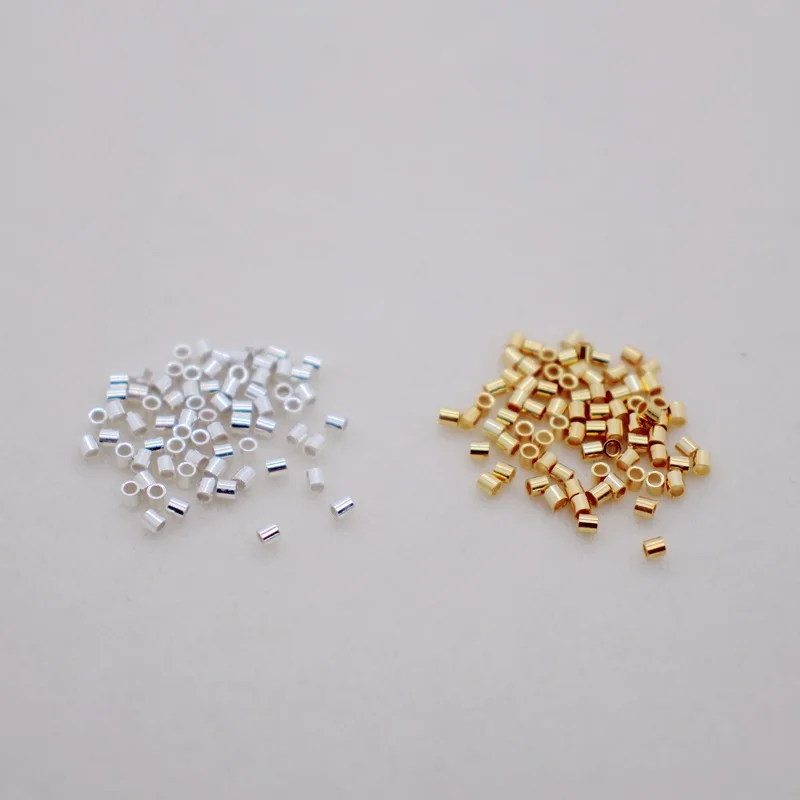 S925 pure silver positioning tube positioning bead steel wire fishing line clamp flat fixing material DIY handmade jewelry