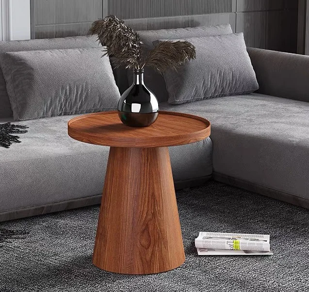 latest contemporary design wholesale high quality customized home living tapered base round high walnut coffee table