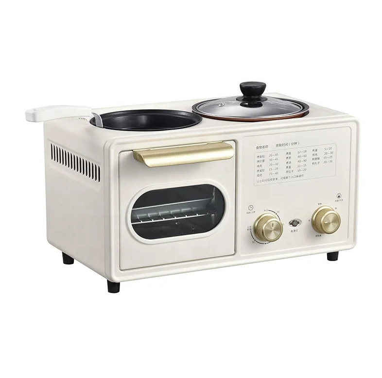 Factory Price 3 in 1 Multifunction Breakfast Machine Toaster Cooking frying fan boiling pot 3 in 1 Breakfast Makers