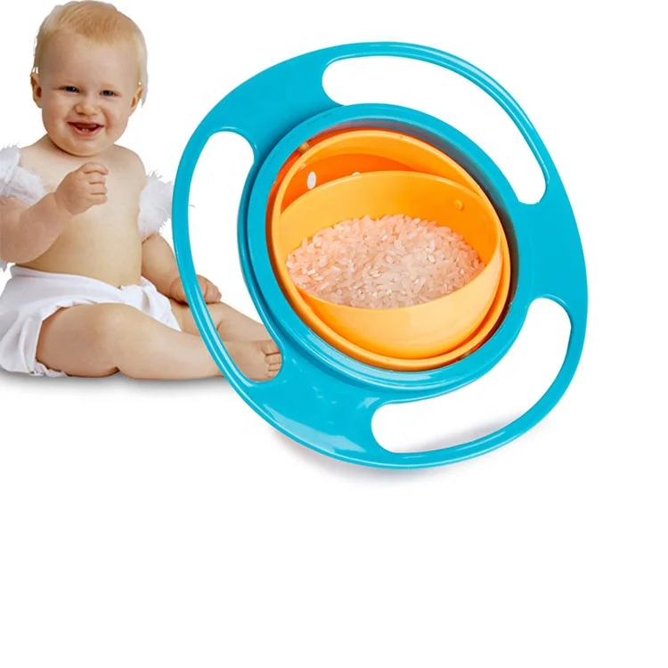 360 Degree Rotation Children Spill Resistant Rotary Kids Balance Universal Gyro Toddler Saucer Bowls Baby Bowl With Lid