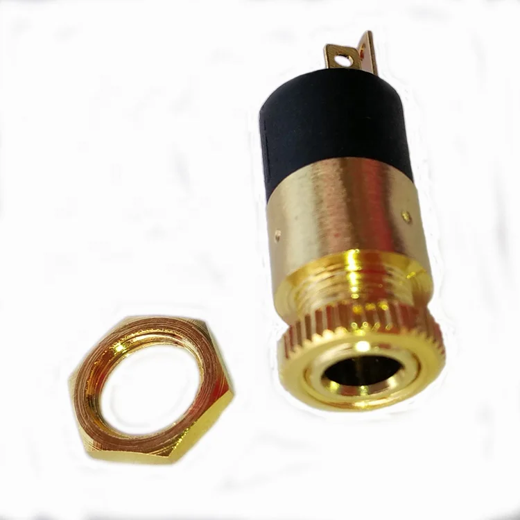 Позолоченный мини-разъем для телефона, 3,5 мм, 1/8 дюйма, гнездо для стереонаушников, аудио-и видеоразъем с втулкой и гайкой