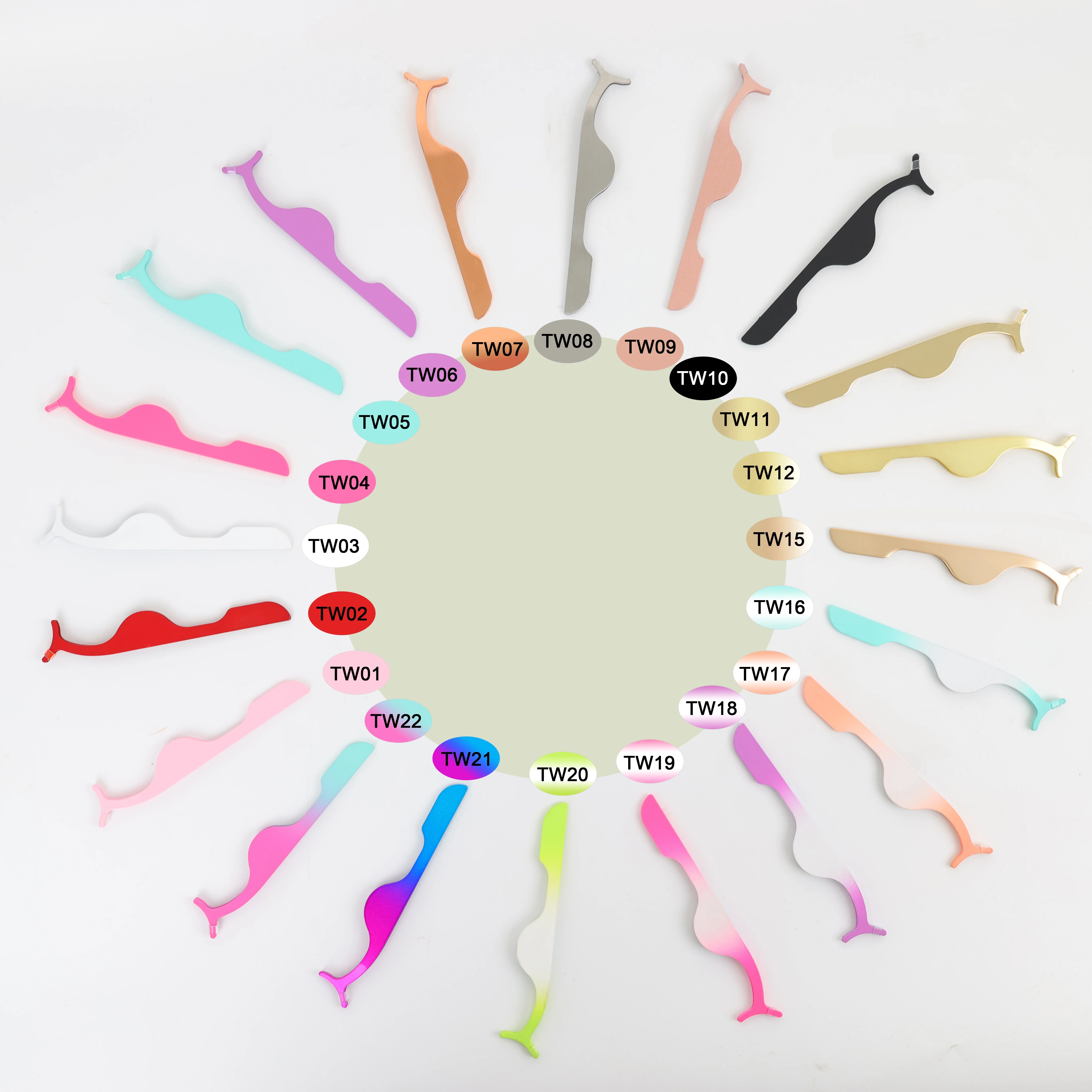 Wholesale eyelash tool with Custom logo Private Label Pink White black Plastic Lashes Applicator Tweezers