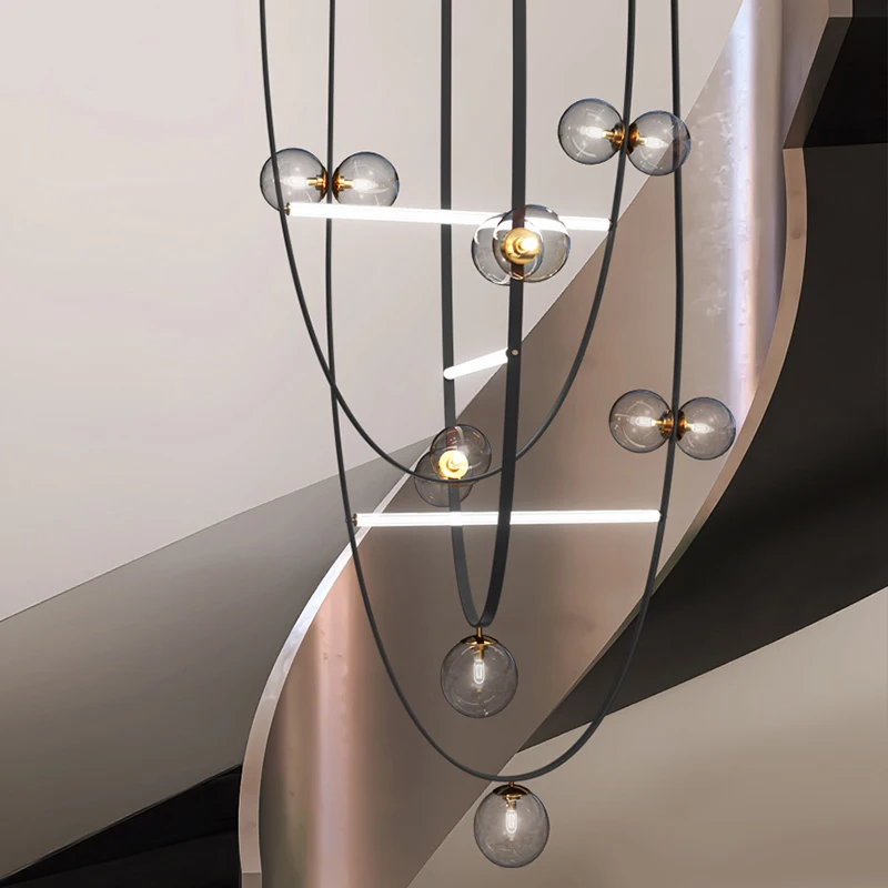 Italian Living Room Chandelier Designer Creative Belt Minimalist Pick Empty Model House Villa Stairwell Lighting