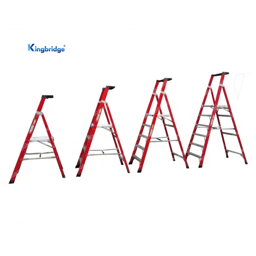 Kingbridge  full insulation portable fiberglass folding platform ladder with tool tray Escalera de plataforma de fibra de vidrio