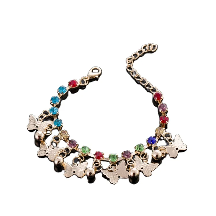 Wholesale women pretty butterfly bee bracelet 925 silver pink CZ jewelry  stones bangles set for Christmas