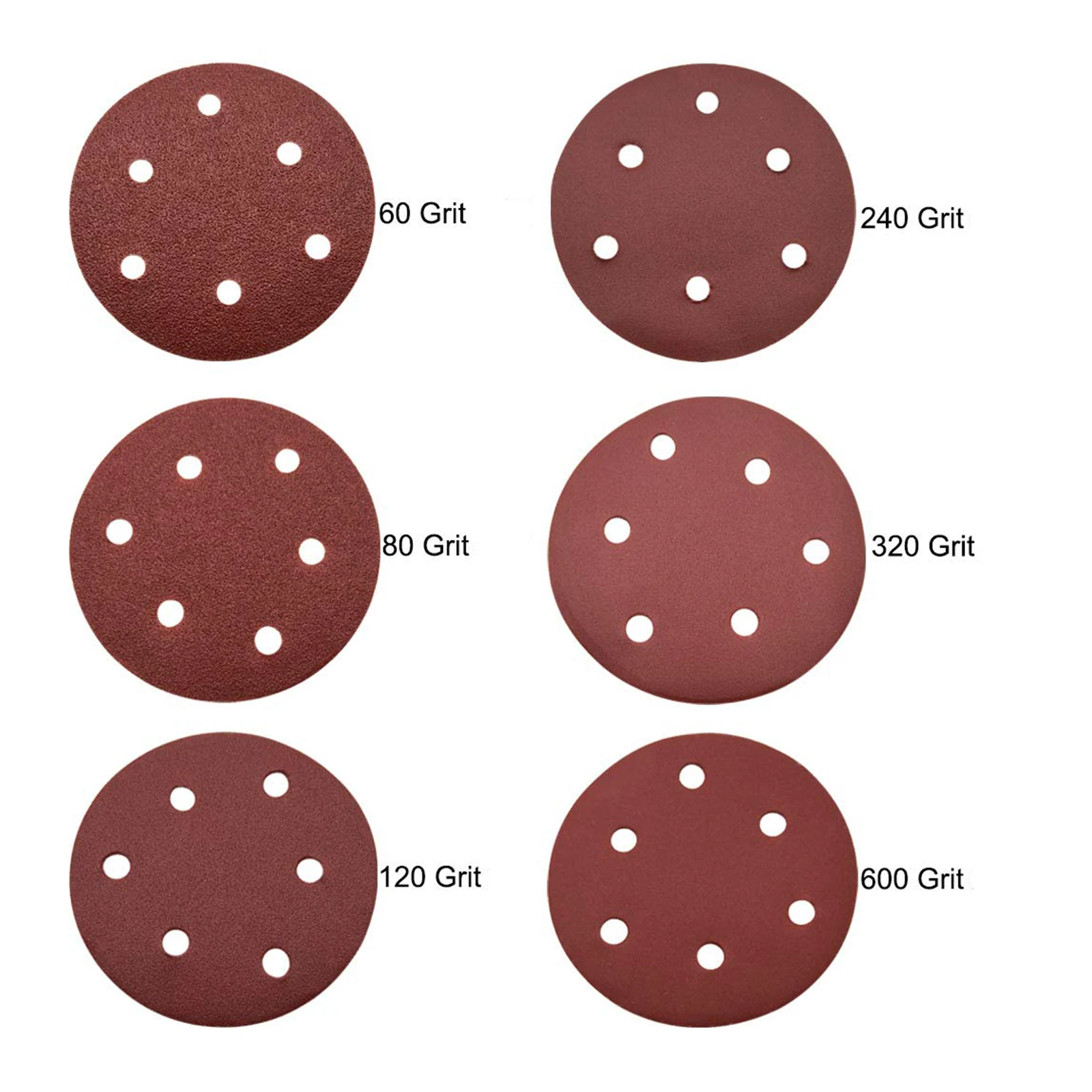 Factory Price Sanding Discs 6 Holes 5 inch Hook and Loop Velcro Sand Abrasive Paper Sheet Sandpaper for Random Orbital Sander