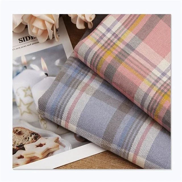 100%cotton  YARN-DYED plaid fabric textile natural organic yarn dyed tartan madras plaid cotton fabric