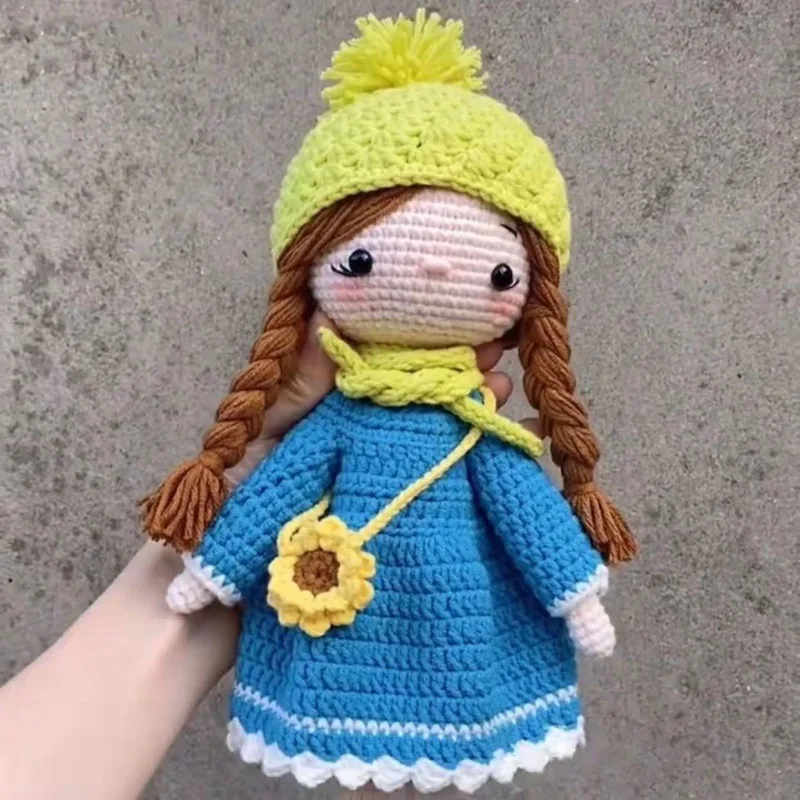 Handmade Crochet Wool Doll Rabbit Animal Stuffed Plush Toy Baby Soothing Baby Sleeping Doll