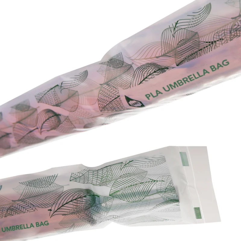 Factory Supply Printing PLA Degradable Disposable Supermarket Shopping Mall Wet Umbrella Wrapping Bags
