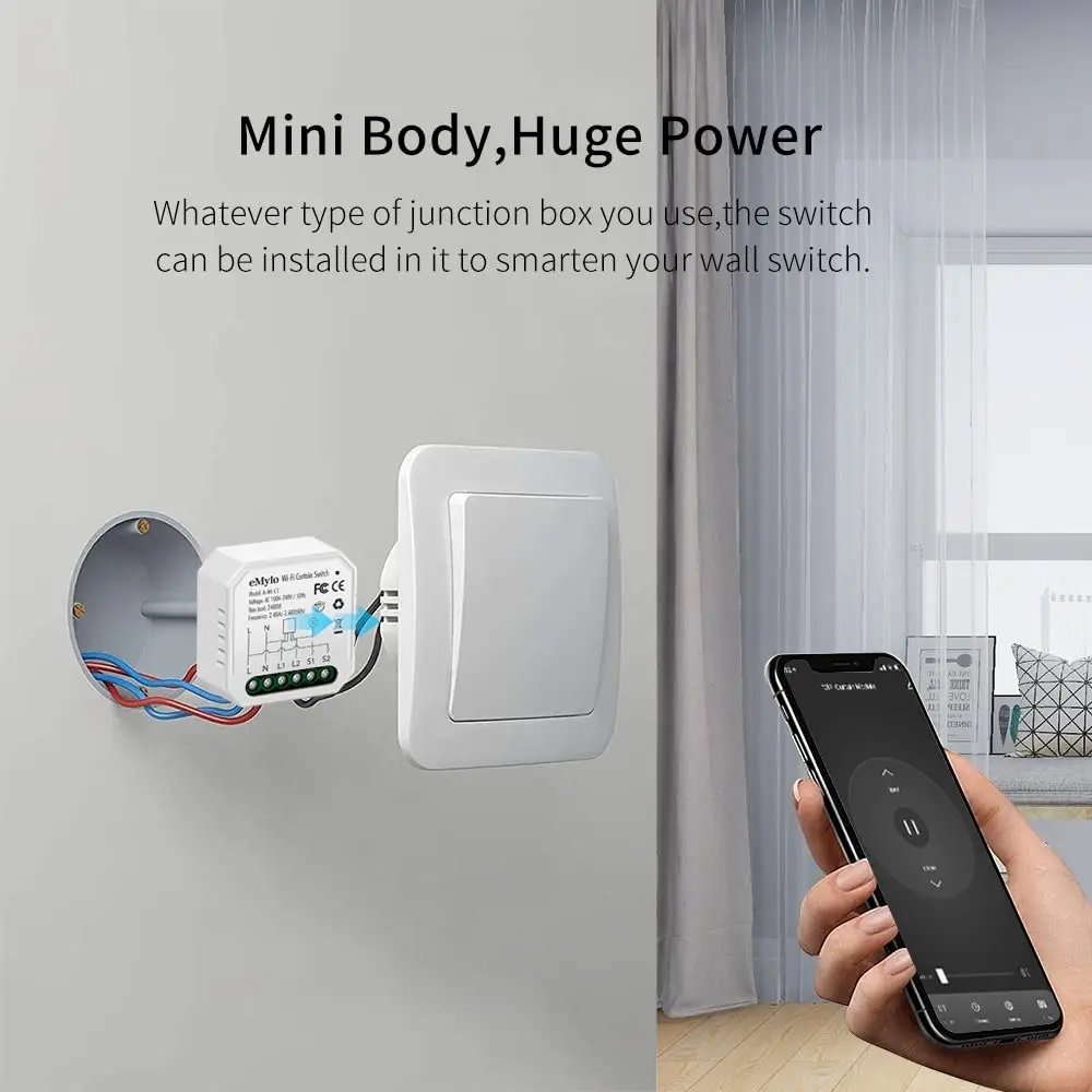eMylo 220 Volts Ip54 App Remote Control Tuya Wifi Smart Curtain Module Switch Gsm Module Relay