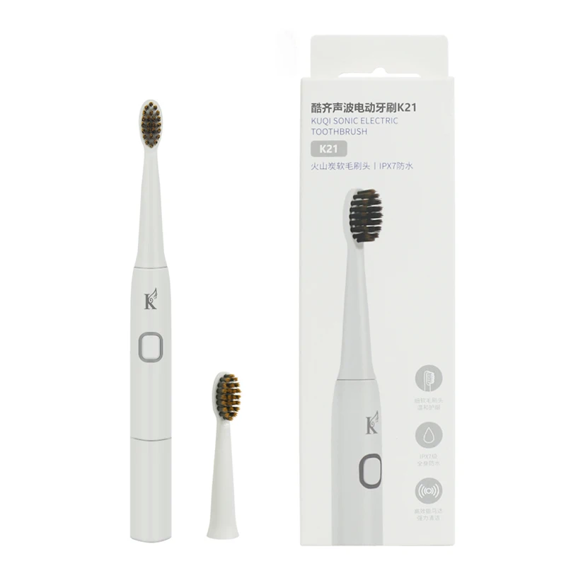 KUQI  K21 Intelligent IPX7 waterproof acoustic wave portable adult children replacement battery electric toothbrush