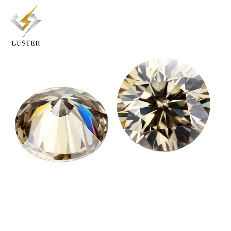 Champagne Light Yellow Moissanite 1.25~25mm Round Brilliant Cut Light Yellow Round Yellow Moissanite