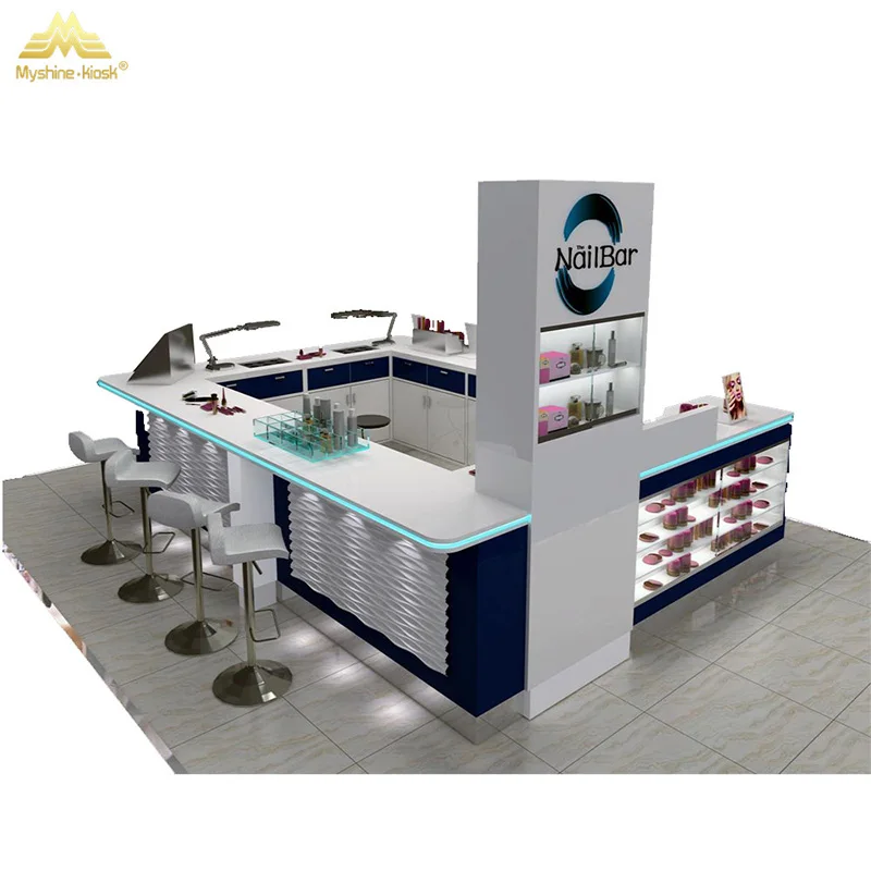 Factory Price Shopping Mall Wooden  beauty manicure furniture mall beauty nail bar kiosk