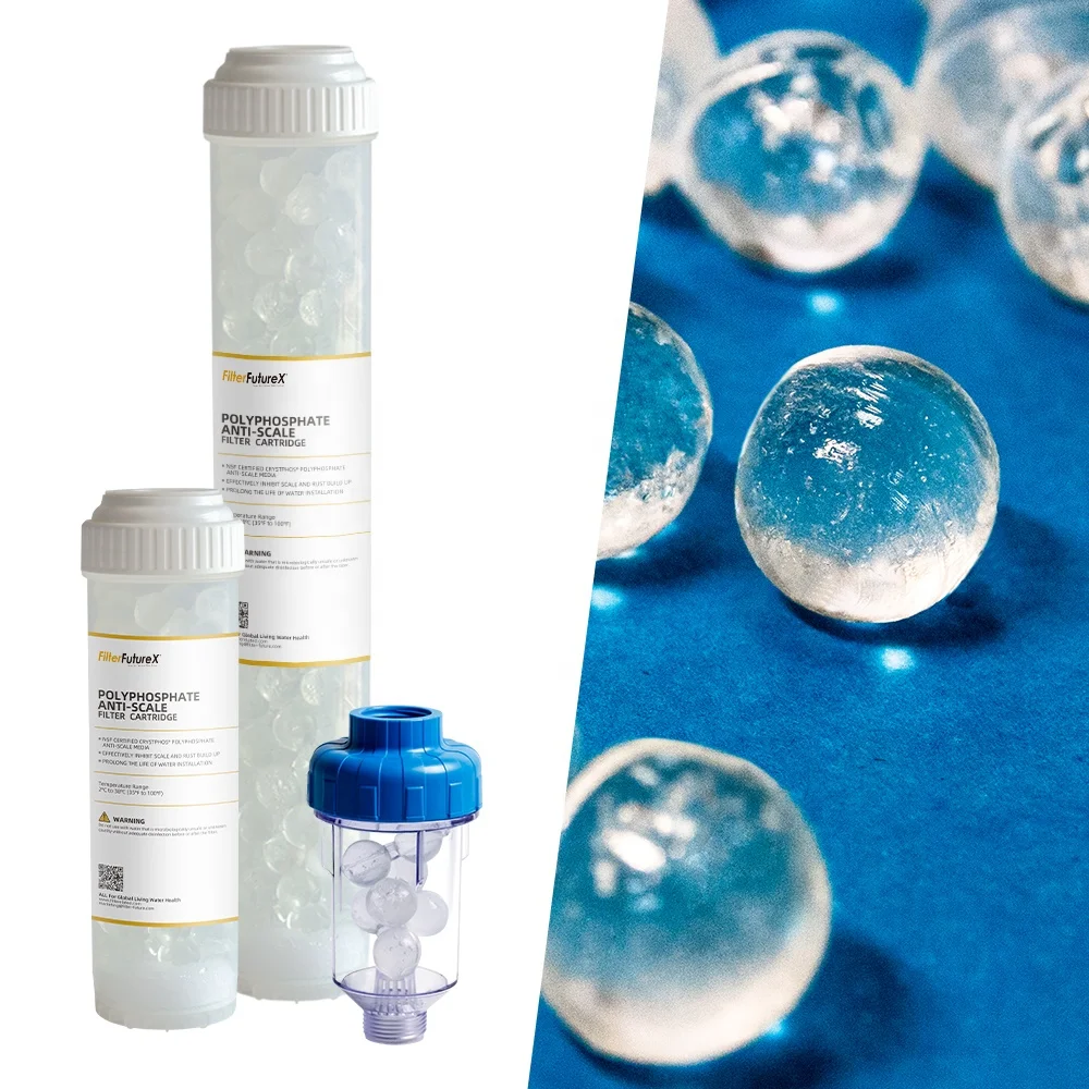 Polyphosphate siliphos crystals ball Filter Anti-Scaling Water Filter Siliphos Balls Filter For Washing Machine