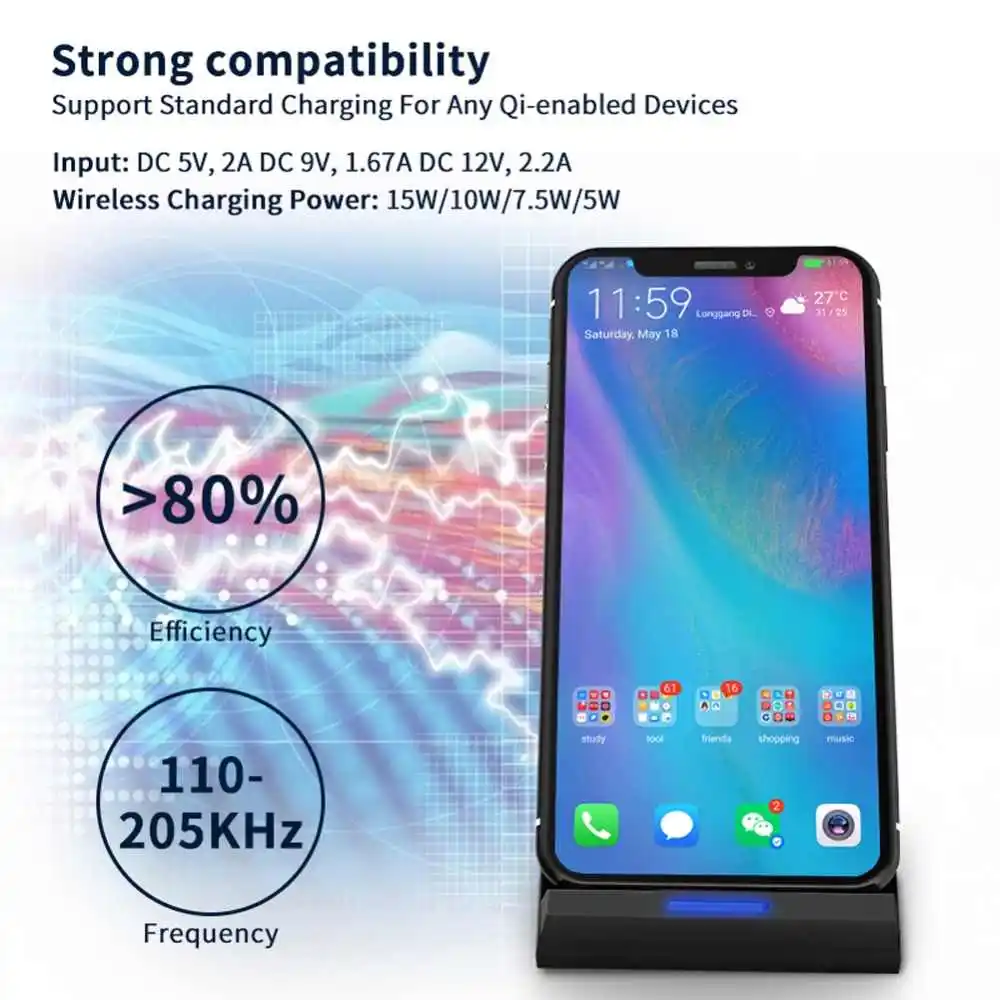 
2020 15W Qi Wireless Charger For Samsung S10 S9 Note 10 9 10W Fast Charging Stand For iPhone 11 Pro XS XR X 8 USB C Quick Charge 