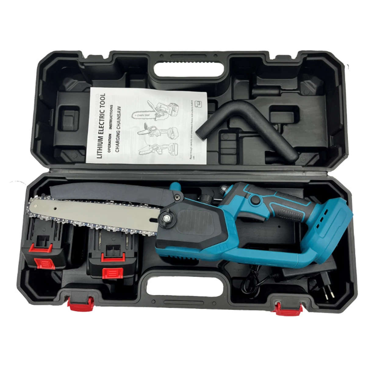 2 Batteries 8' Mini Cordless Chainsaw Electric One-Hand Saw Wood Cutter Chainsaw 21V Rechargeable Battery