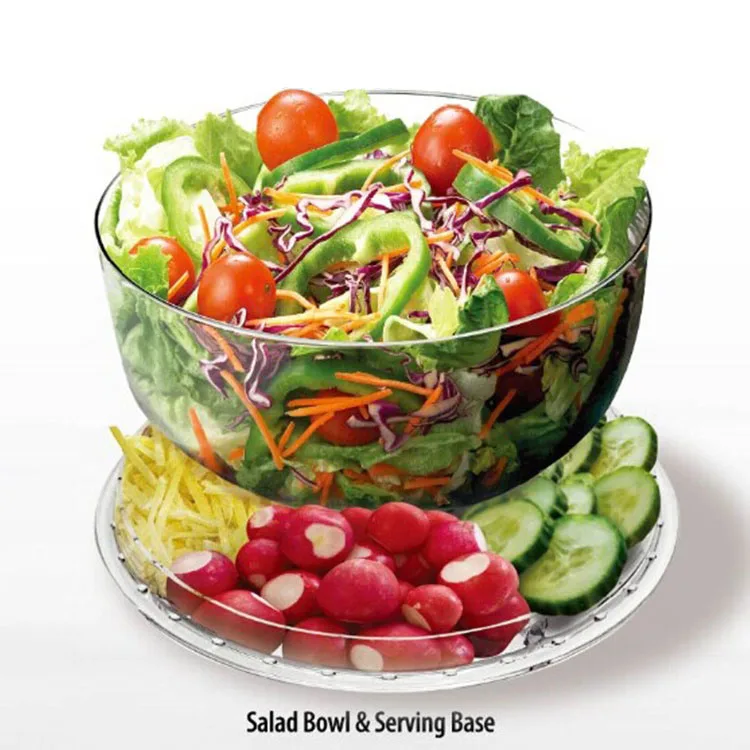 2022 hot sale round bottom multifunction suitable for salad bowl vegetable platter 6 in 1 multifunction cover cake plate