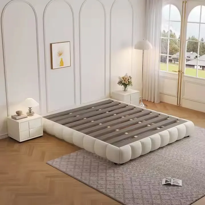 Hot Sale Hotel Furniture Simple Design Cream Puff Frame Full Hotel Bed Hotel Bedroom Set Single Bed Soft Leather Manufacturer