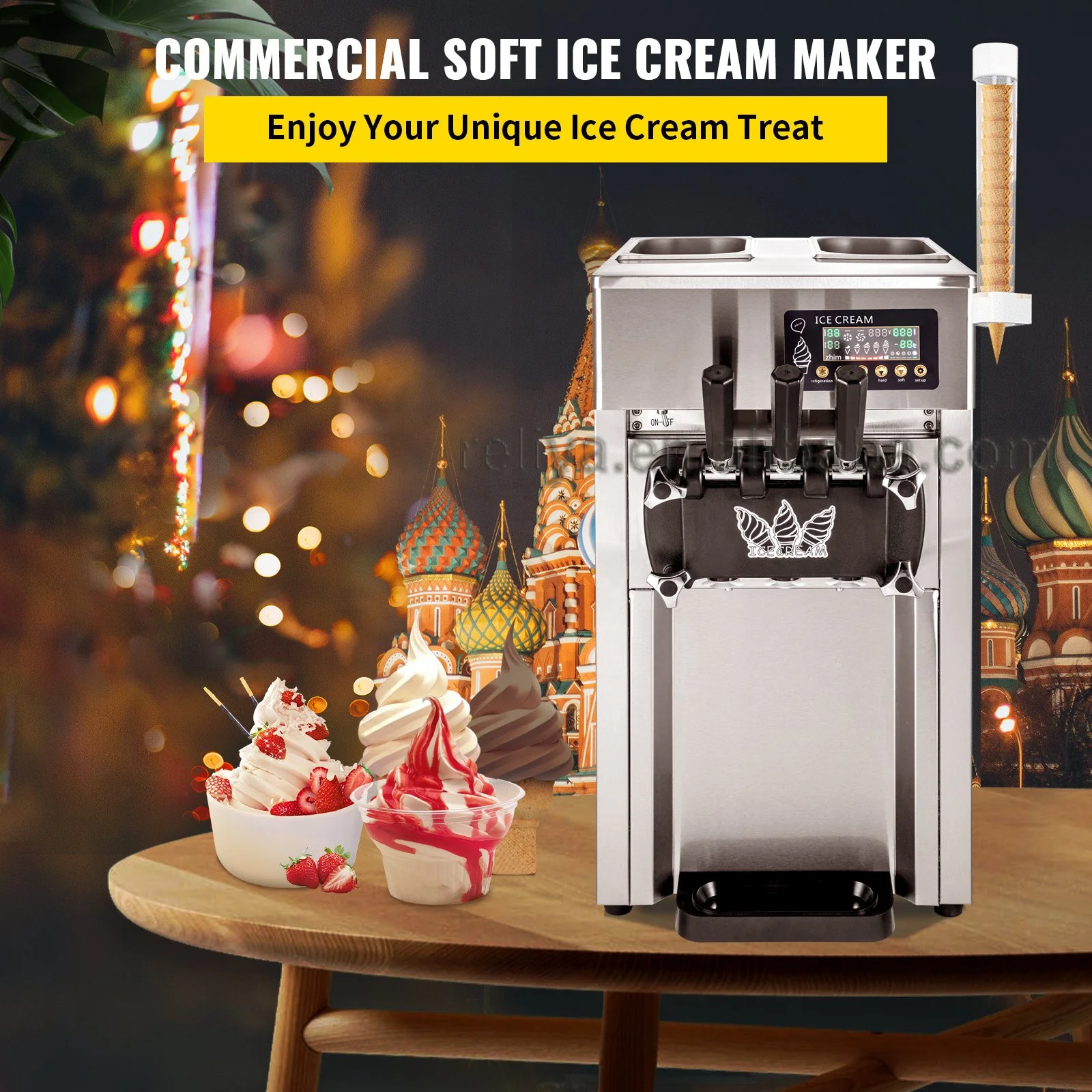 Commercial 2+1 Flavor ice-cream making machine Soft Serve Ice Cream Machine for Restaurants Snack Bars