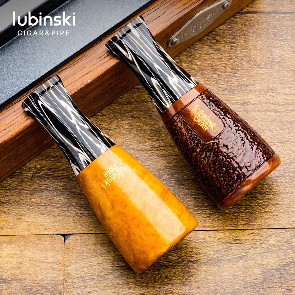 Lubinski New Product Wholesale Multi Caliber Briar Wood Share Cigar Cigarette Holder with 9mm Ceramic Filter