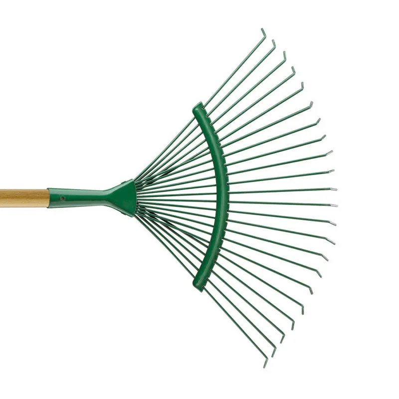Factory supply gardening hand tools 22 teeth metal garden rake High-carbon steel landscape and lawn grass rake wholesale