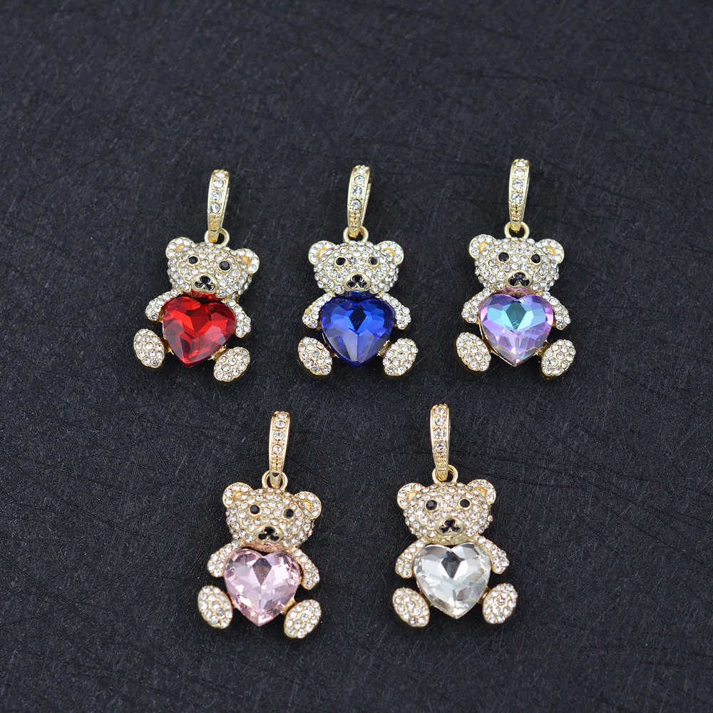 Personalized Iced Out Moissanite Diamond Gold Silver Bling Bear Cross Letter Virgin Mary Hip Hop Fine Jewelry Pendants & Charms