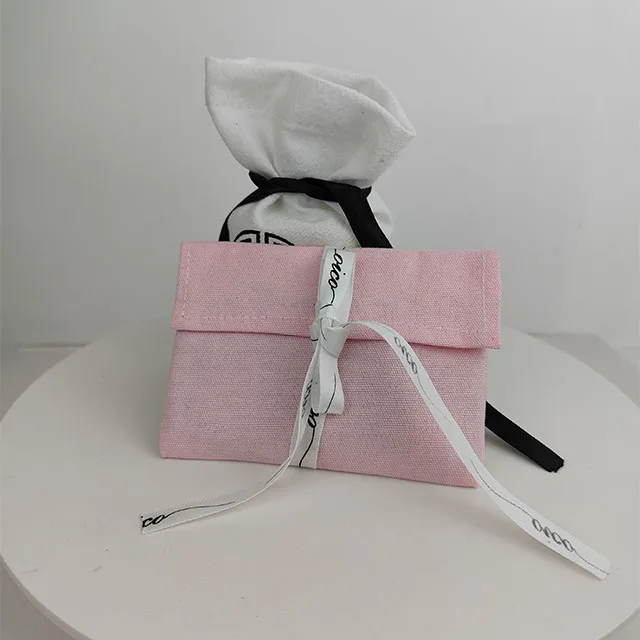 Reusable Organic Pink Canvas Envelope Dust Bags For Baby Clothes Cotton Flap Gift Handbag Dust Bags