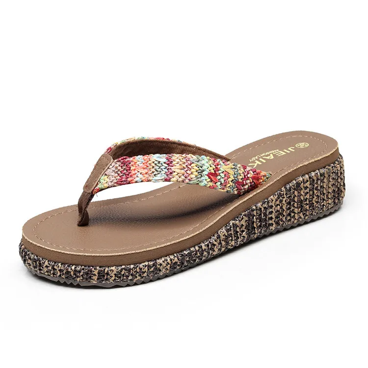 Comfortable Cheap Wholesale Wedge Heel Flip Flop Women Summer Flip Flops Flip-Flops Slippers Shoes