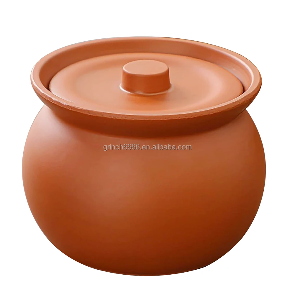Kitchen Clay Cooking Pot Traditional Ceramic Pot with Lid for Healthy Cooking Multipurpose Cooking Pot Use for Home Kitchen