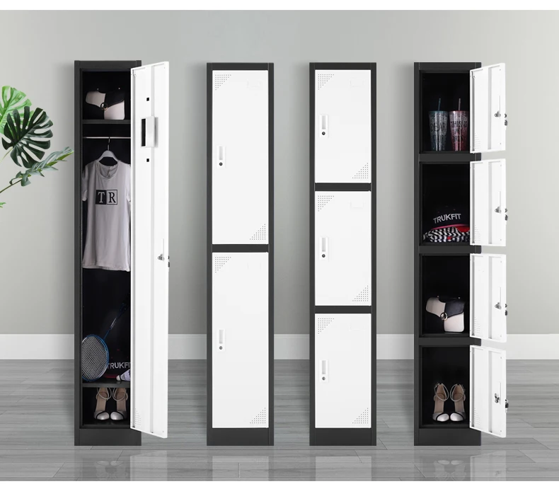 Single 2 door 2 tier locker Wardrobe Closet Cupboard Wardrobes Metal Armoire metal steel cabinet storage gym locker with key