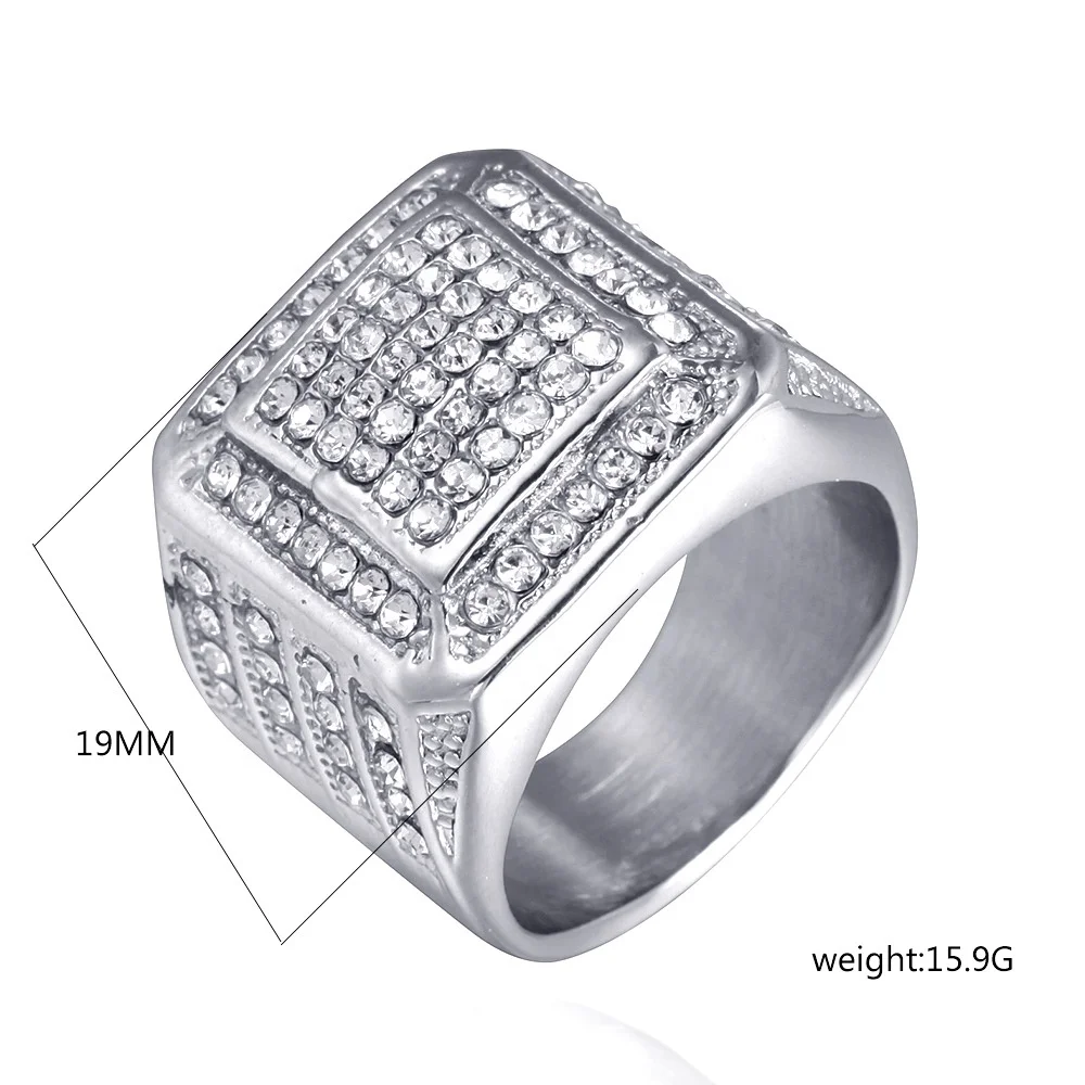
Factory supply gold-plated ring stainless steel fashion male zircon silver ring 316l stainless steel ring wholesale 