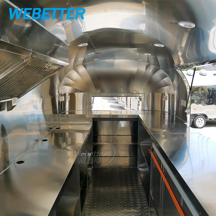Webetter Stainless Steel Airstream Mobile Food Van Trailer Fully Equipped Mobile Food Truck Purchase With Full Kitchen