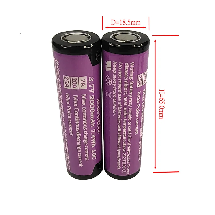 High Rate Discharge Customized Rechargeable 18650 lithium-ionbattery 3.7V 2000mAh 10C for high drain devices