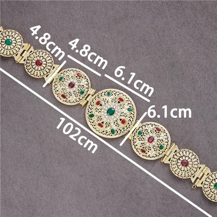 Пятно оптовая продажа Алжир марокканский шик кафтан Свадьба 14k Золотой металлический пояс для женщин