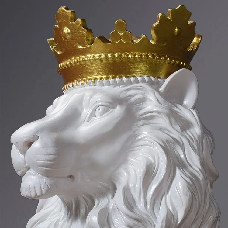 Royal Crown Resin Stone Lion Statue Figurine Animal King Furnishings Crafts